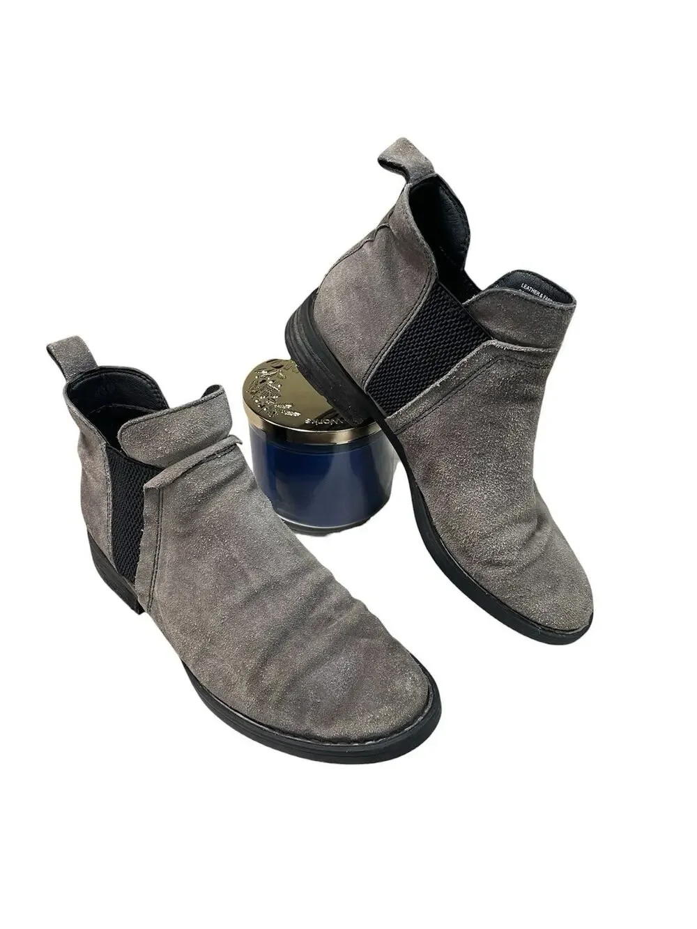 Born Women’s 7 M Gray Distressed Suede Pull On Ankle Boots/Booties Boho Casual